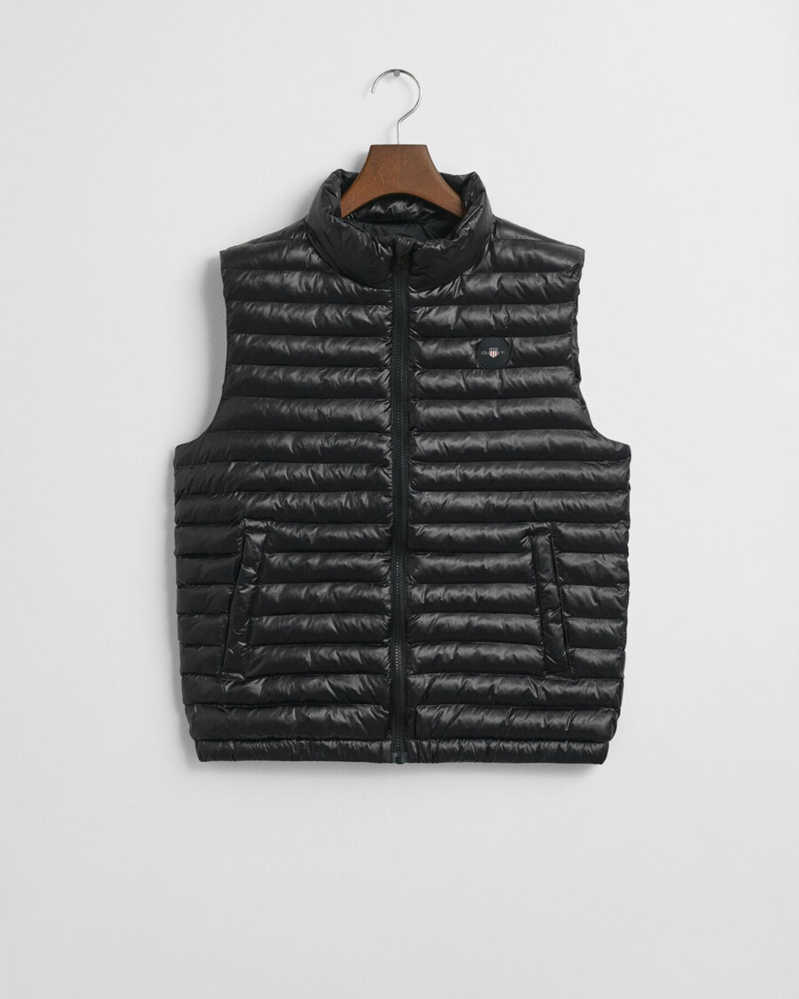 teens shiny lightweight padded vest - black