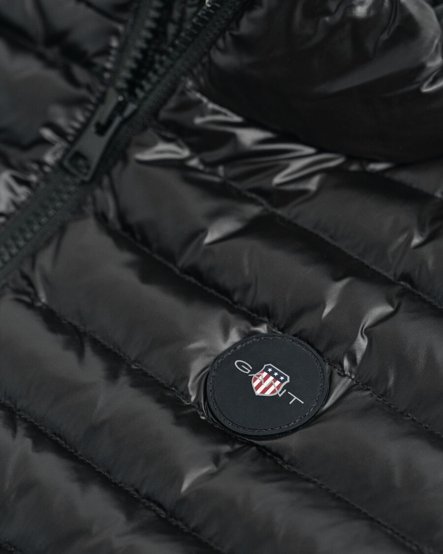 teens shiny lightweight padded vest - black