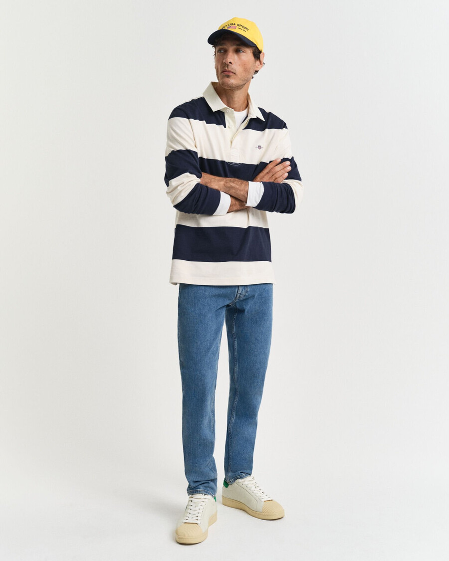 slim fit clean wash jeans - mid blue worn in