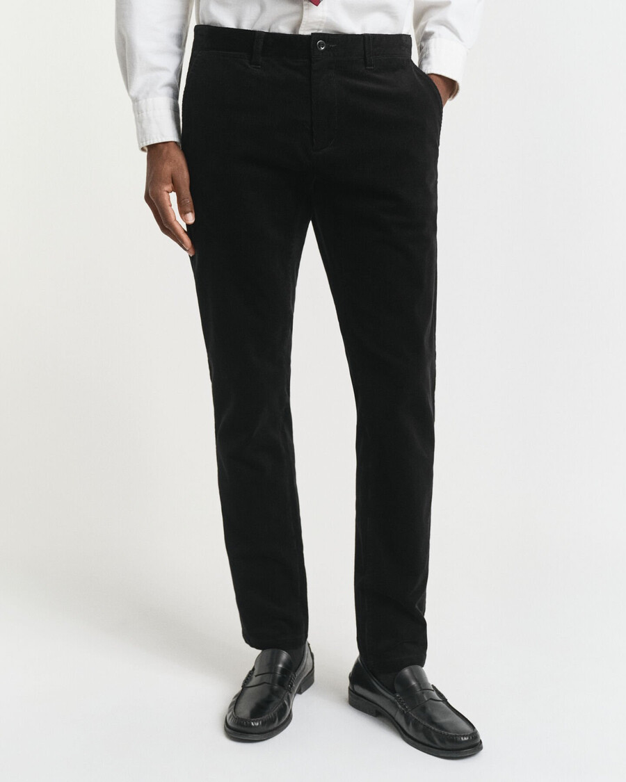 slim fit corduroy chinos - black