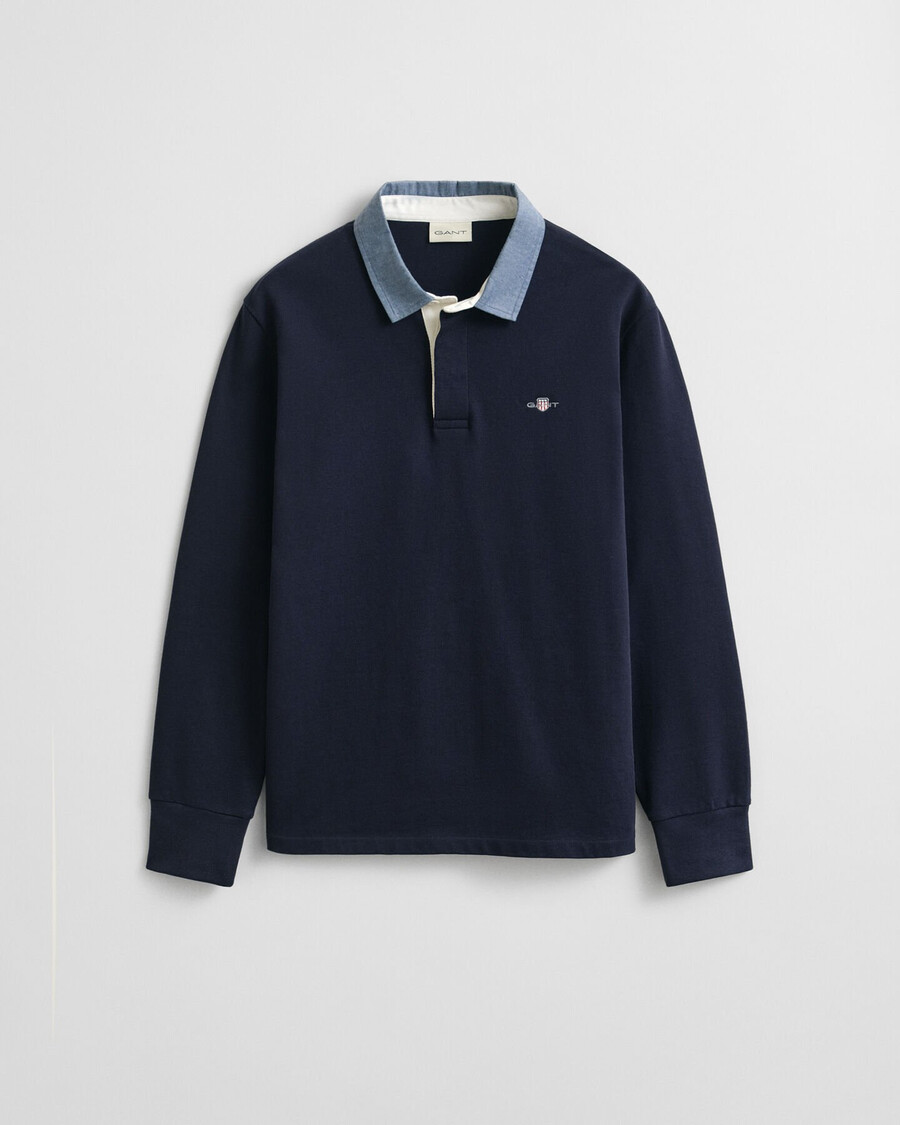 chambray collar heavy rugger - evening blue