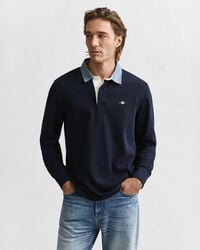 chambray collar heavy rugger - evening blue
