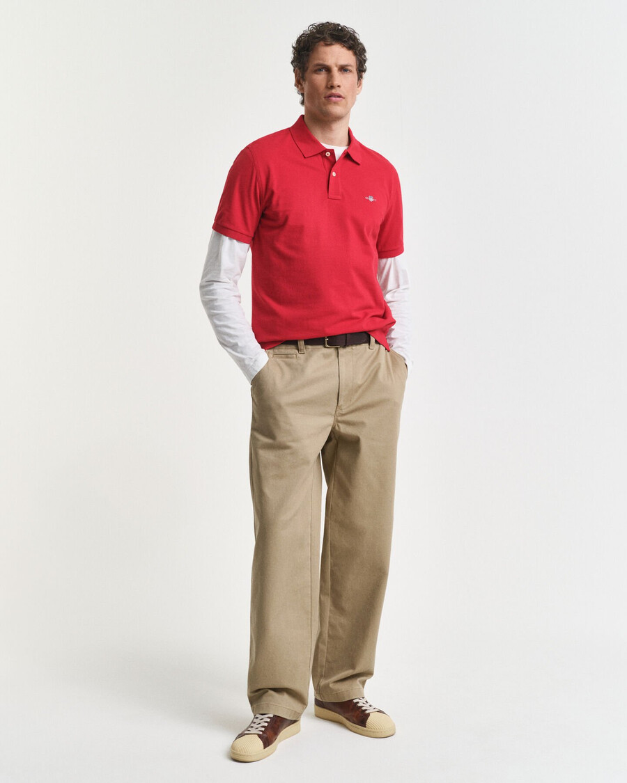 regular fit shield piqué polo shirt - ruby red