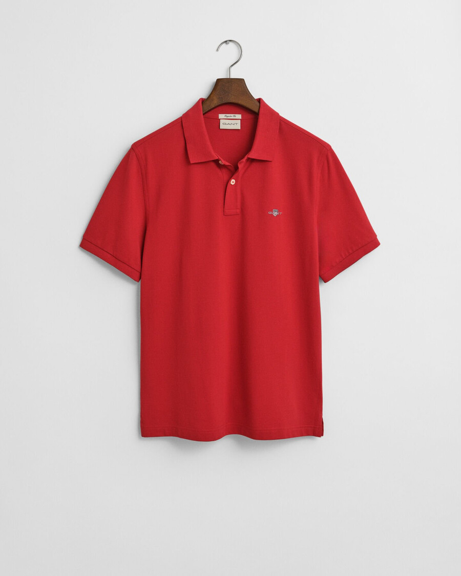 regular fit shield piqué polo shirt - ruby red