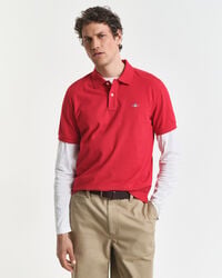 regular fit shield piqué polo shirt - ruby red