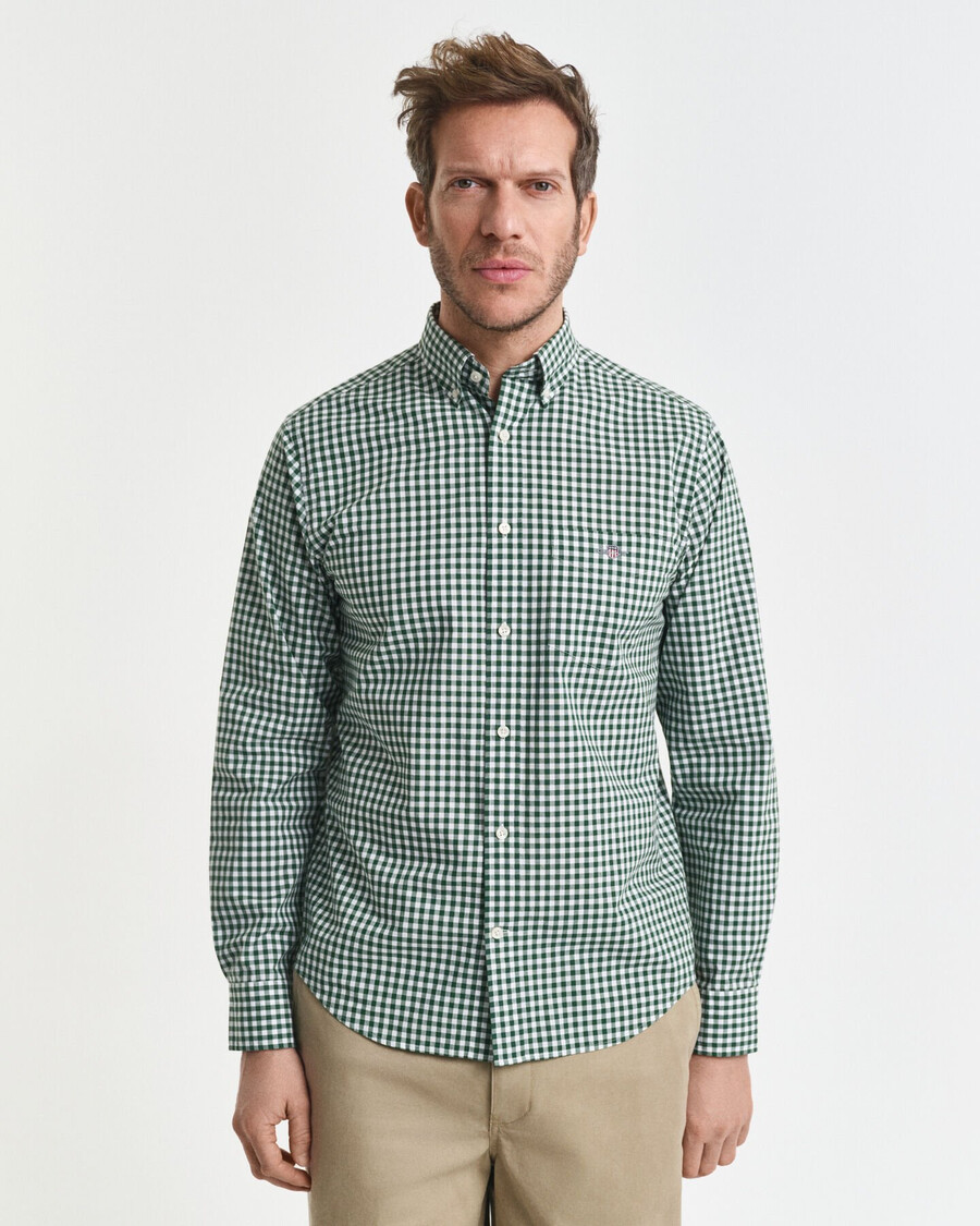 regular fit classic gingham poplin shirt - forest green