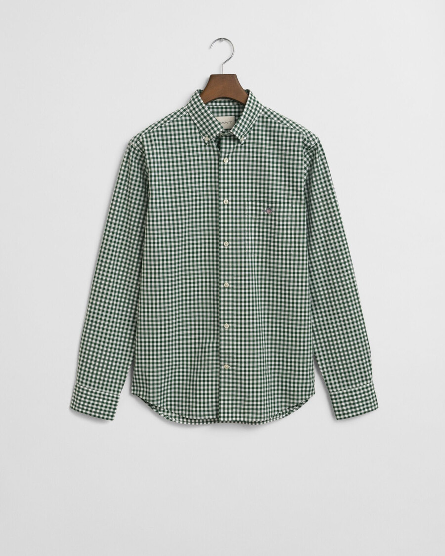 regular fit classic gingham poplin shirt - forest green