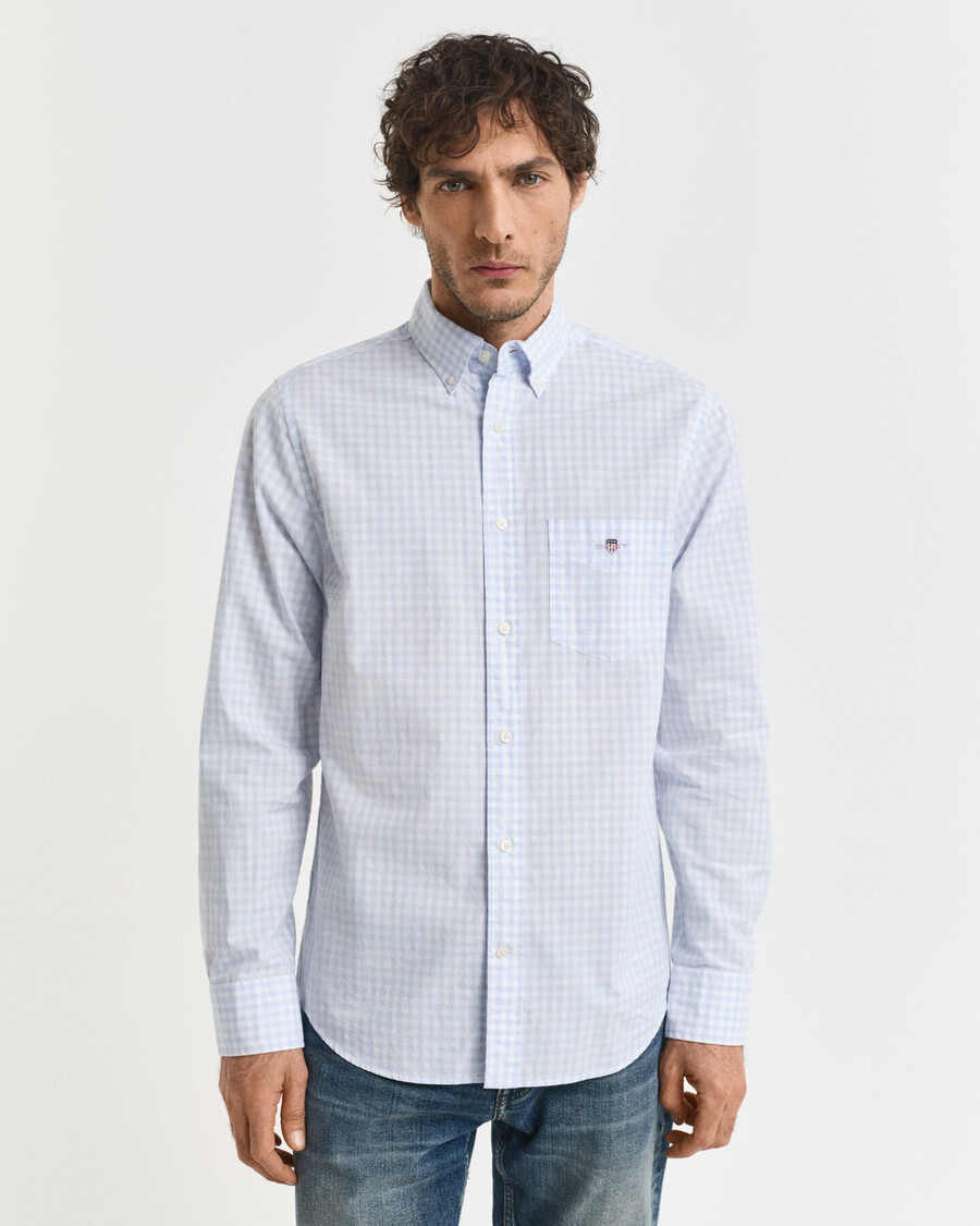 regular fit classic gingham poplin shirt - light blue