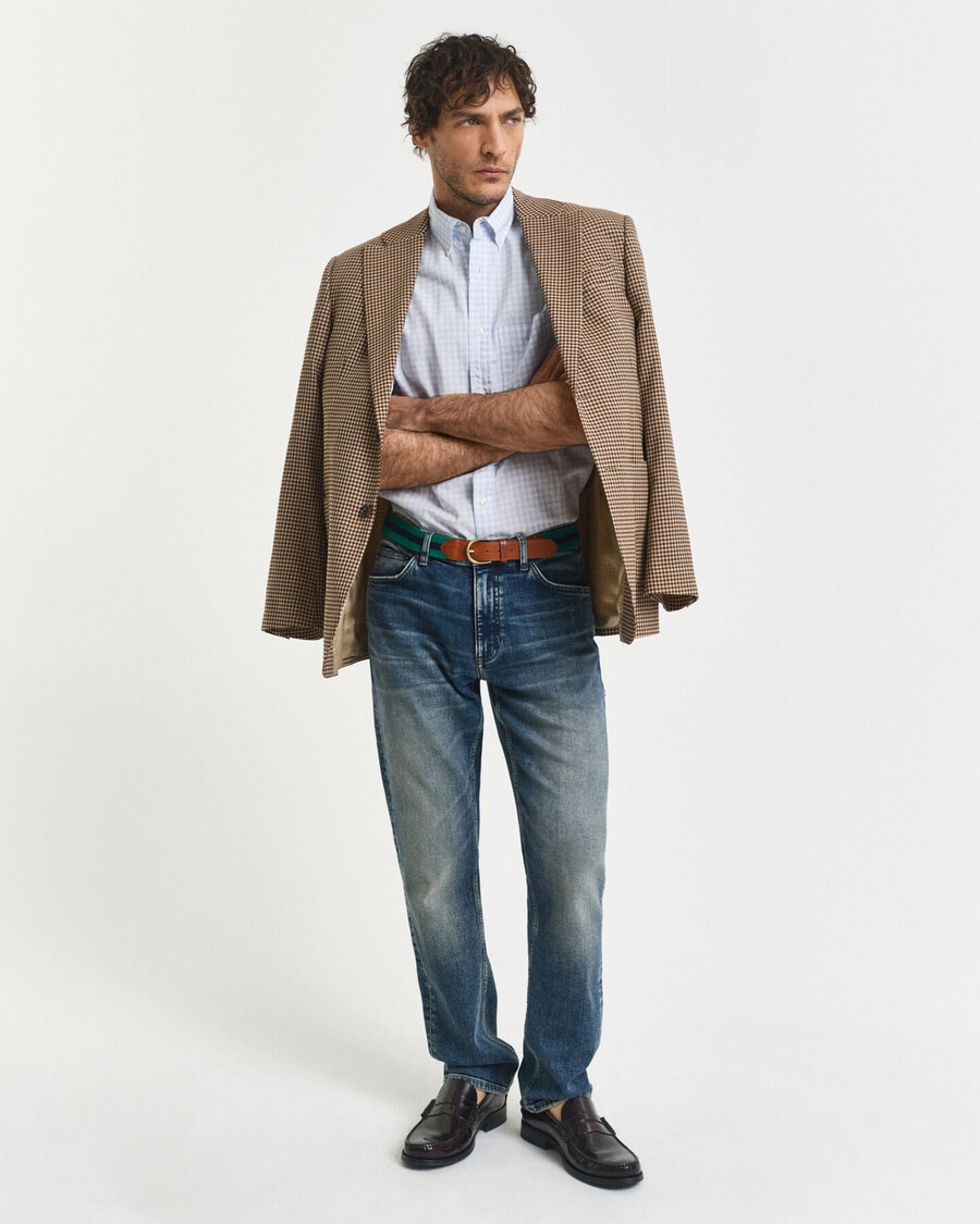 regular fit classic gingham poplin shirt - light blue