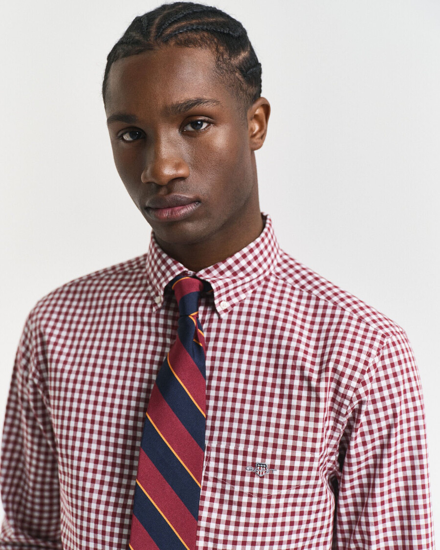 regular fit classic gingham poplin shirt - plumped red