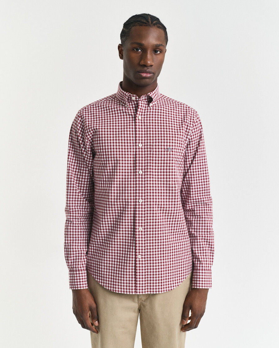 regular fit classic gingham poplin shirt - plumped red