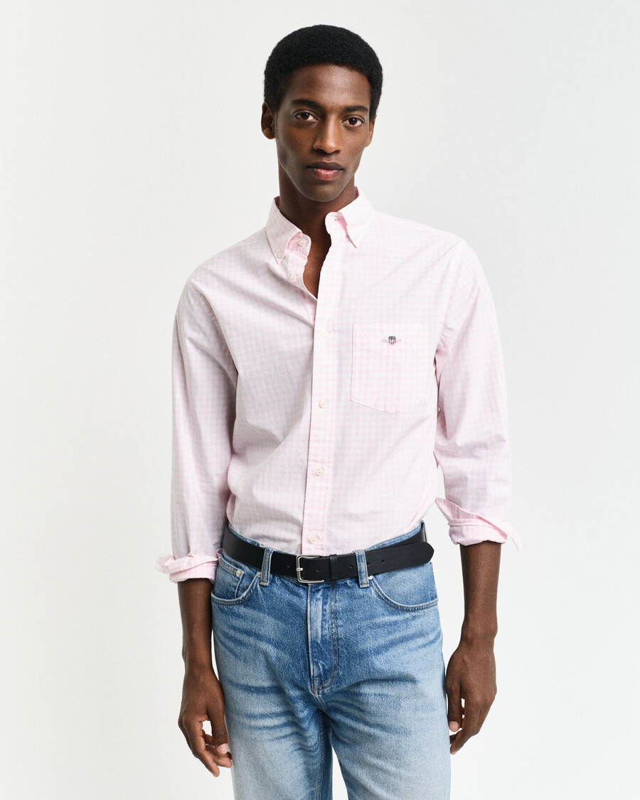 regular fit classic gingham poplin shirt - light pink