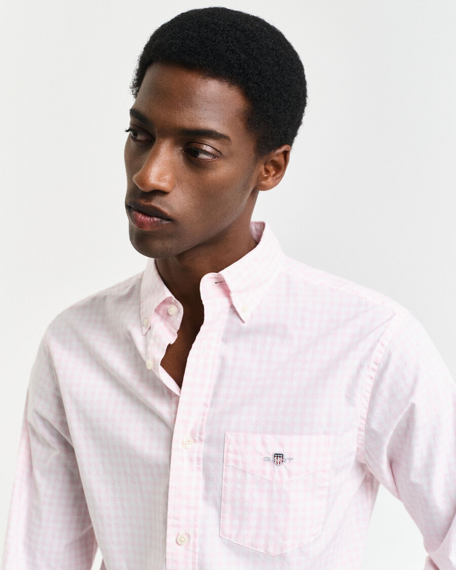 regular fit classic gingham poplin shirt - light pink