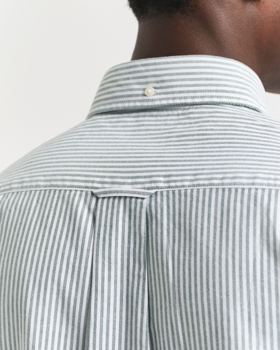 regular fit banker stripe classic oxford shirt - forest green