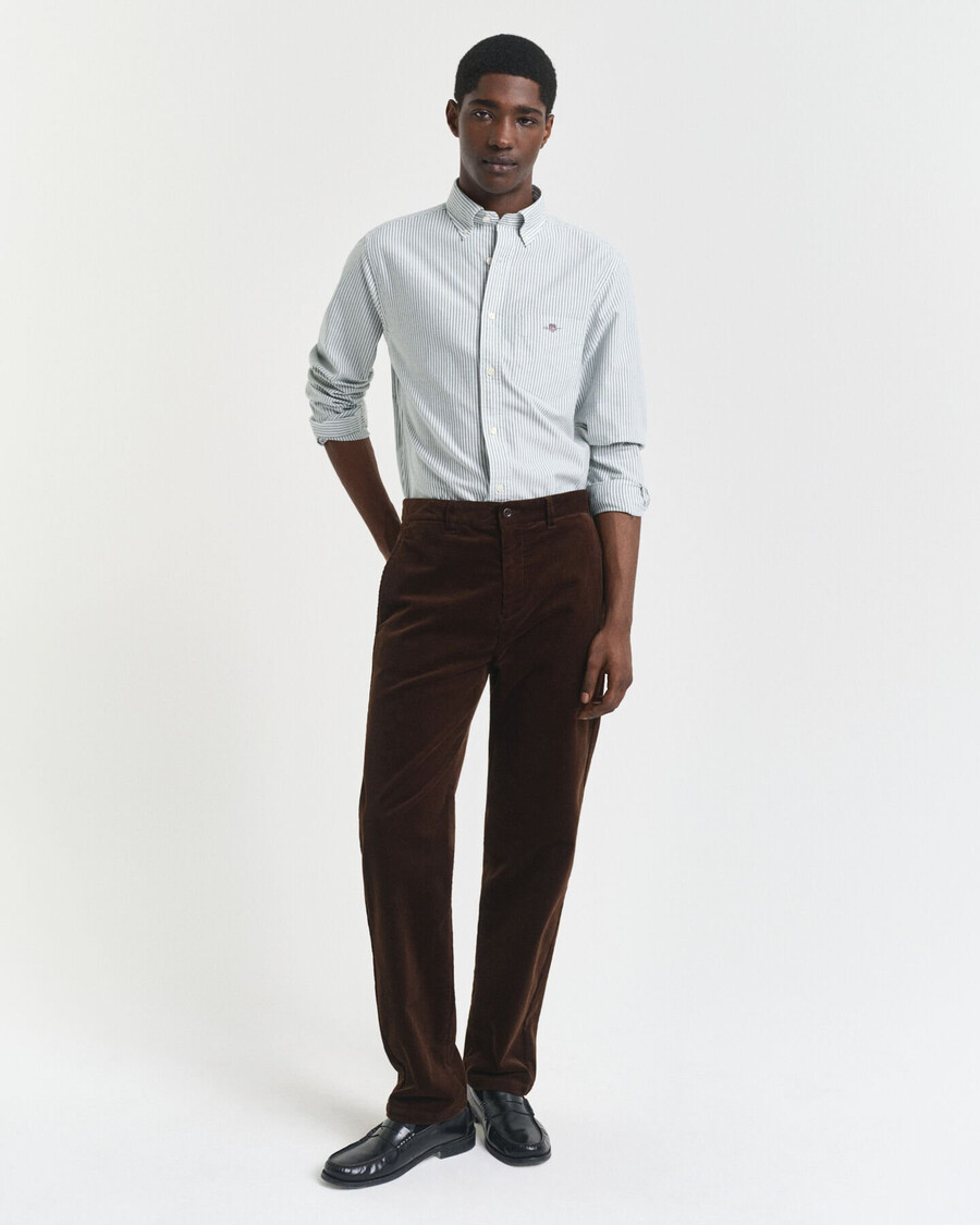 regular fit banker stripe classic oxford shirt - forest green