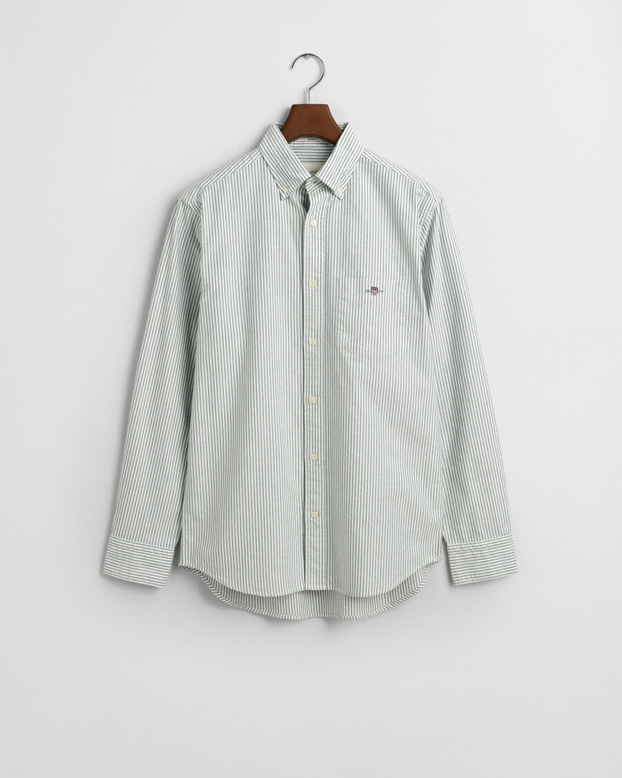 regular fit banker stripe classic oxford shirt - forest green