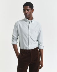 regular fit banker stripe classic oxford shirt - forest green