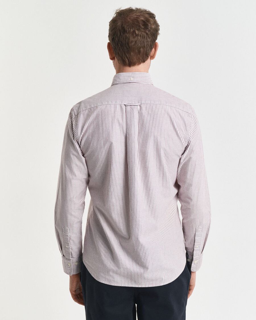 regular fit banker stripe classic oxford shirt - plumped red
