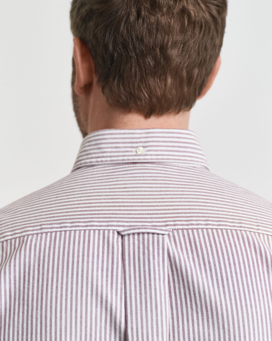 regular fit banker stripe classic oxford shirt - plumped red