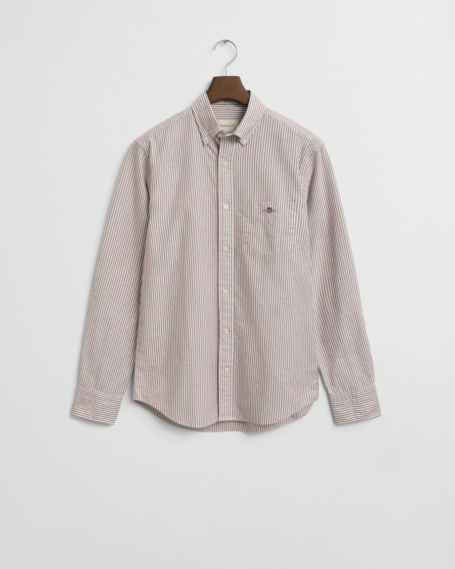 regular fit banker stripe classic oxford shirt - plumped red