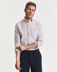 regular fit banker stripe classic oxford shirt - plumped red