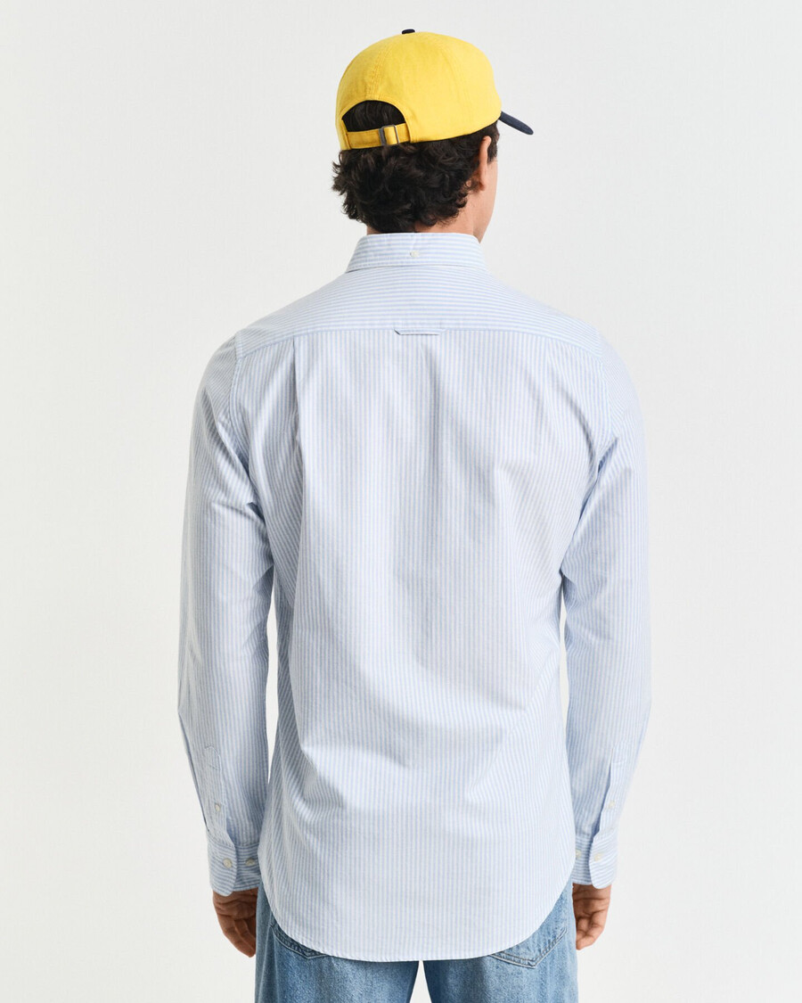 slim fit banker stripe classic oxford shirt - light blue