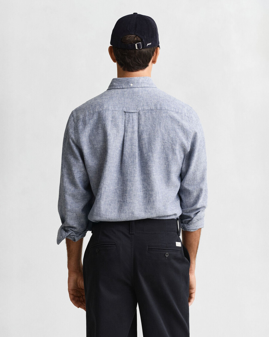 regular fit cotton linen shirt - vintage blue