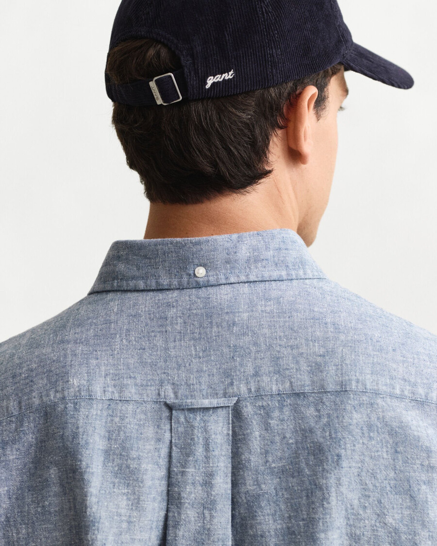 regular fit cotton linen shirt - vintage blue