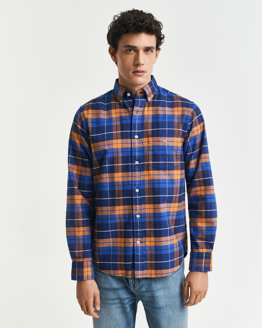 regular fit checked classic oxford shirt - orange bronze