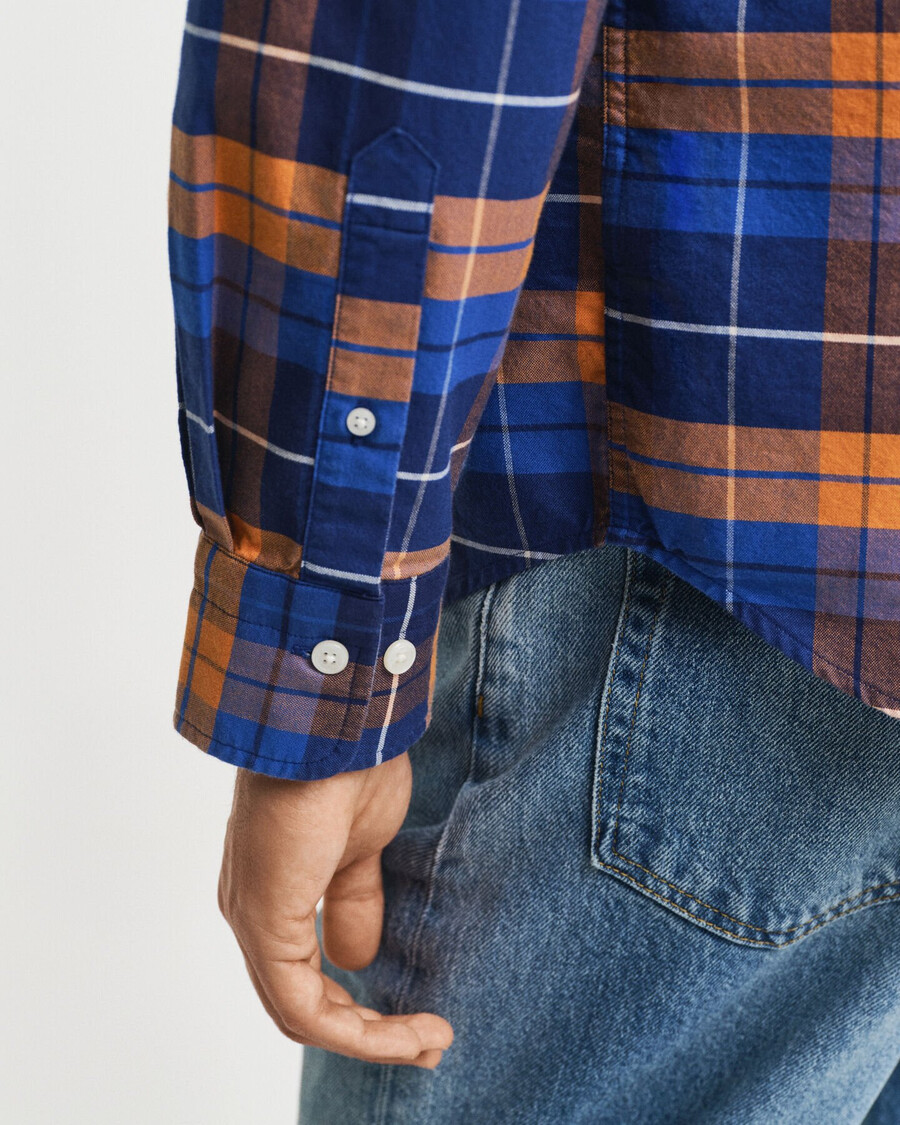 regular fit checked classic oxford shirt - orange bronze