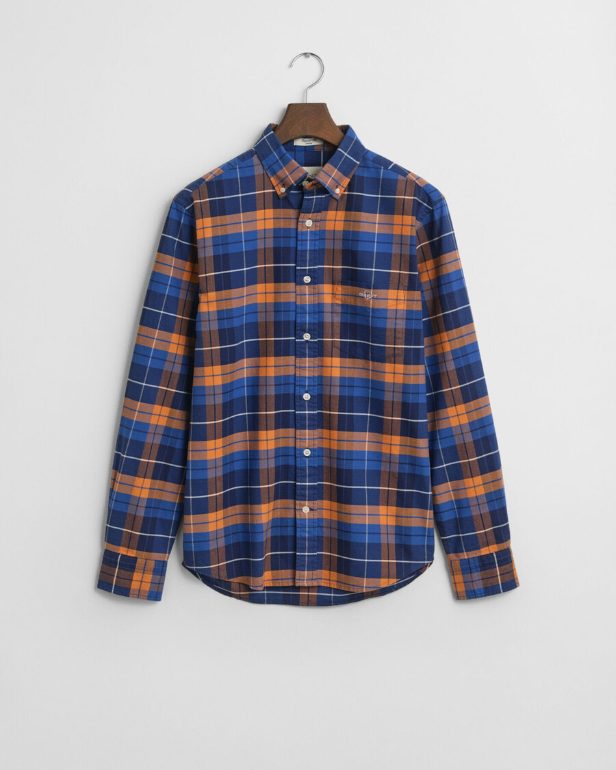 regular fit checked classic oxford shirt - orange bronze