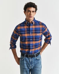 regular fit checked classic oxford shirt - orange bronze