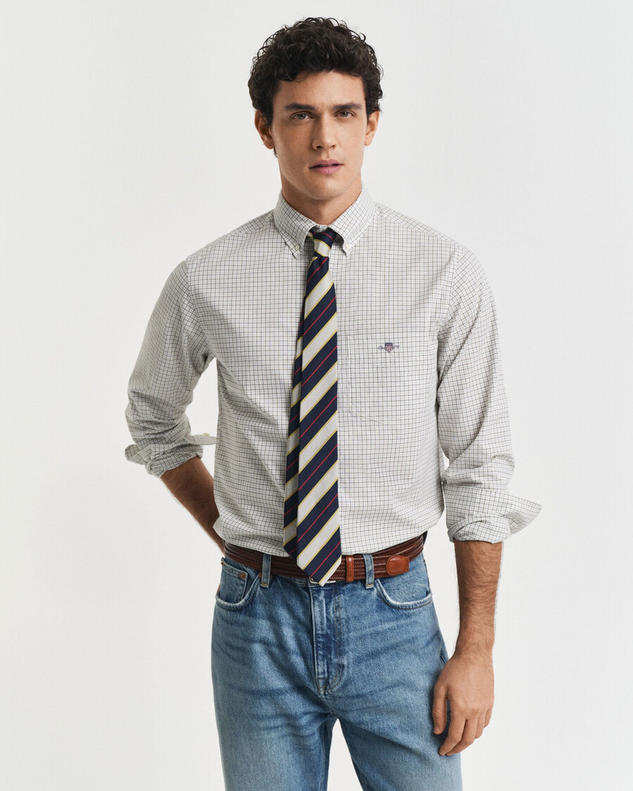 regular fit checked classic poplin shirt - juniper green