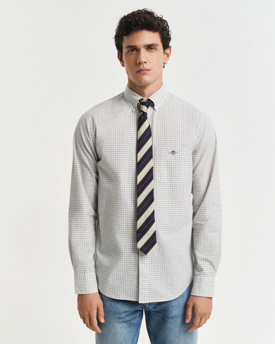 regular fit checked classic poplin shirt - juniper green