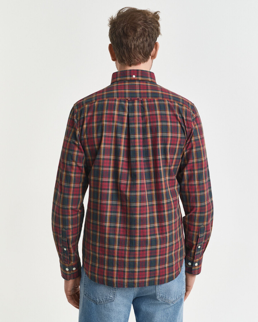 regular fit checked archive poplin shirt - plumped red