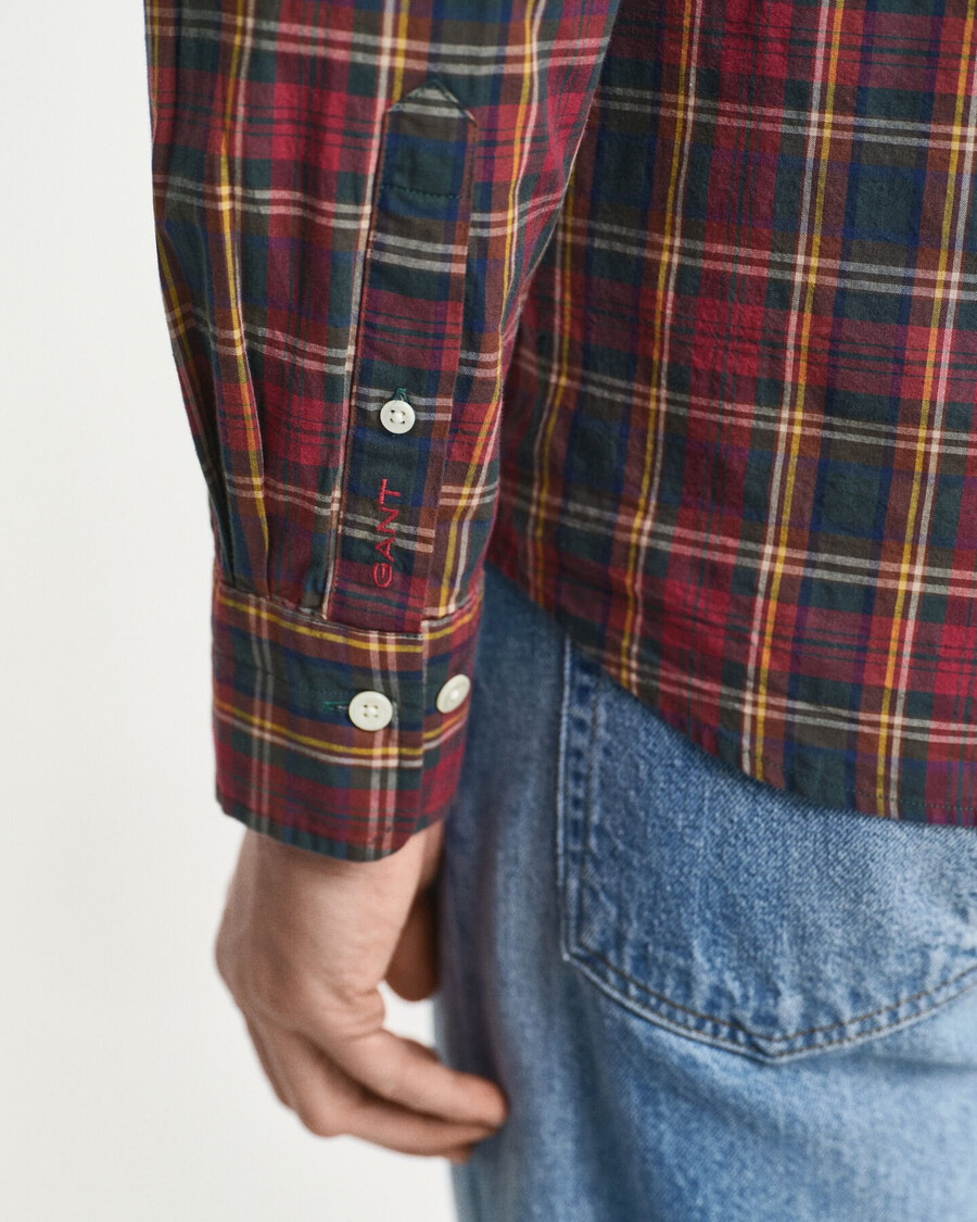 regular fit checked archive poplin shirt - plumped red