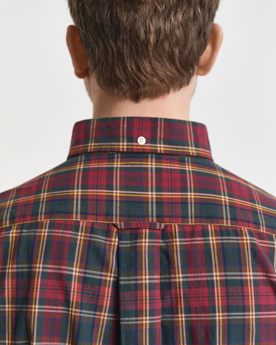 regular fit checked archive poplin shirt - plumped red