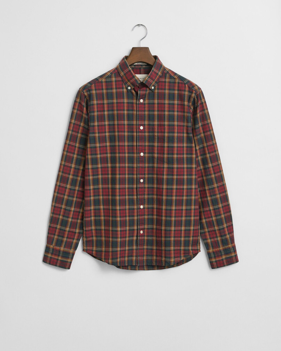 regular fit checked archive poplin shirt - plumped red