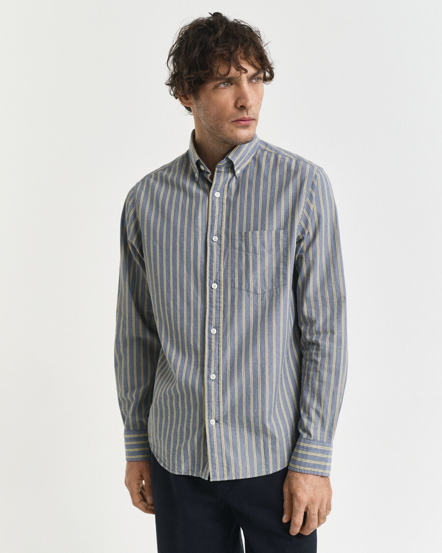 regular fit striped archive poplin shirt - naval blue