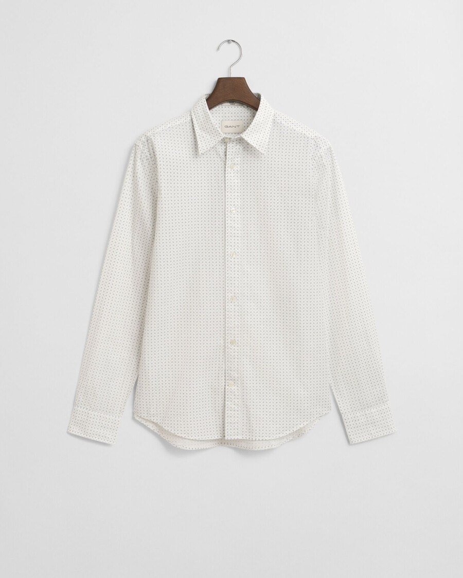regular fit micro print shirt - eggshell