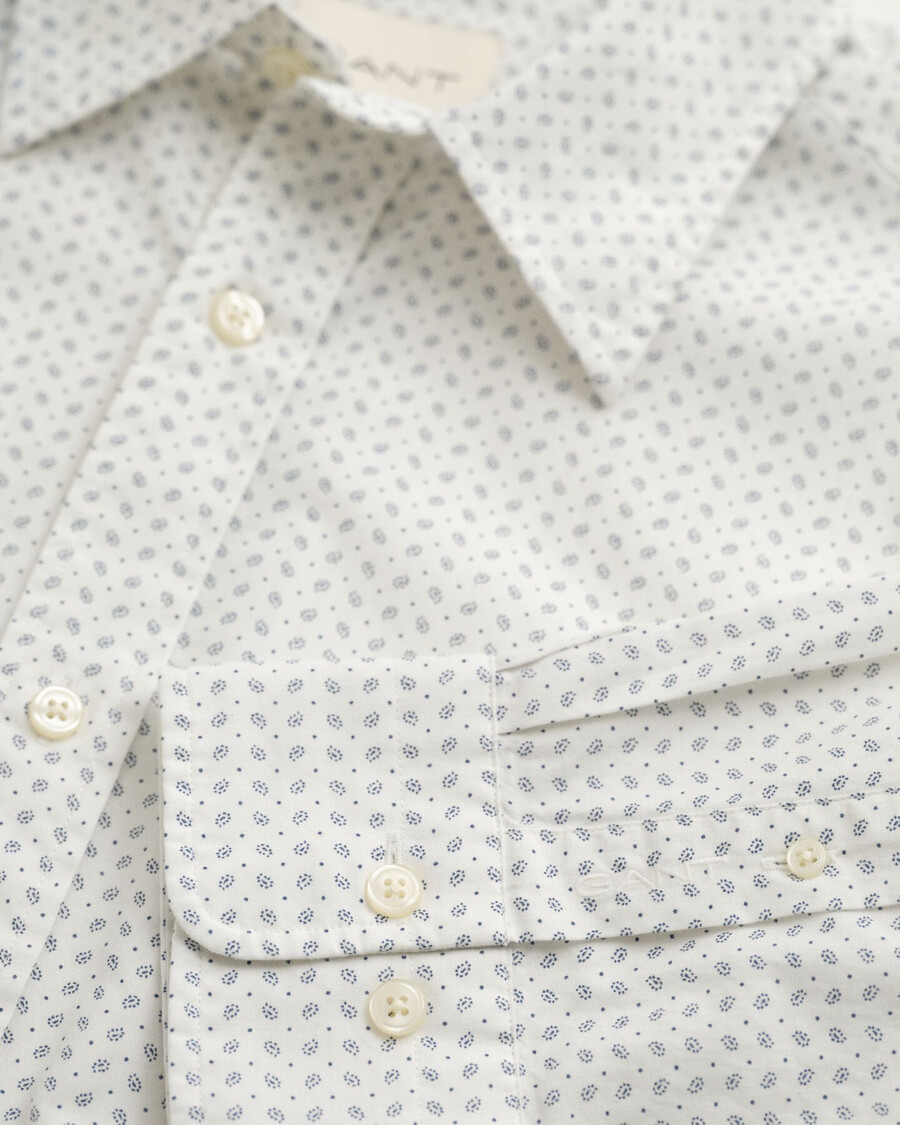 regular fit micro print shirt - eggshell