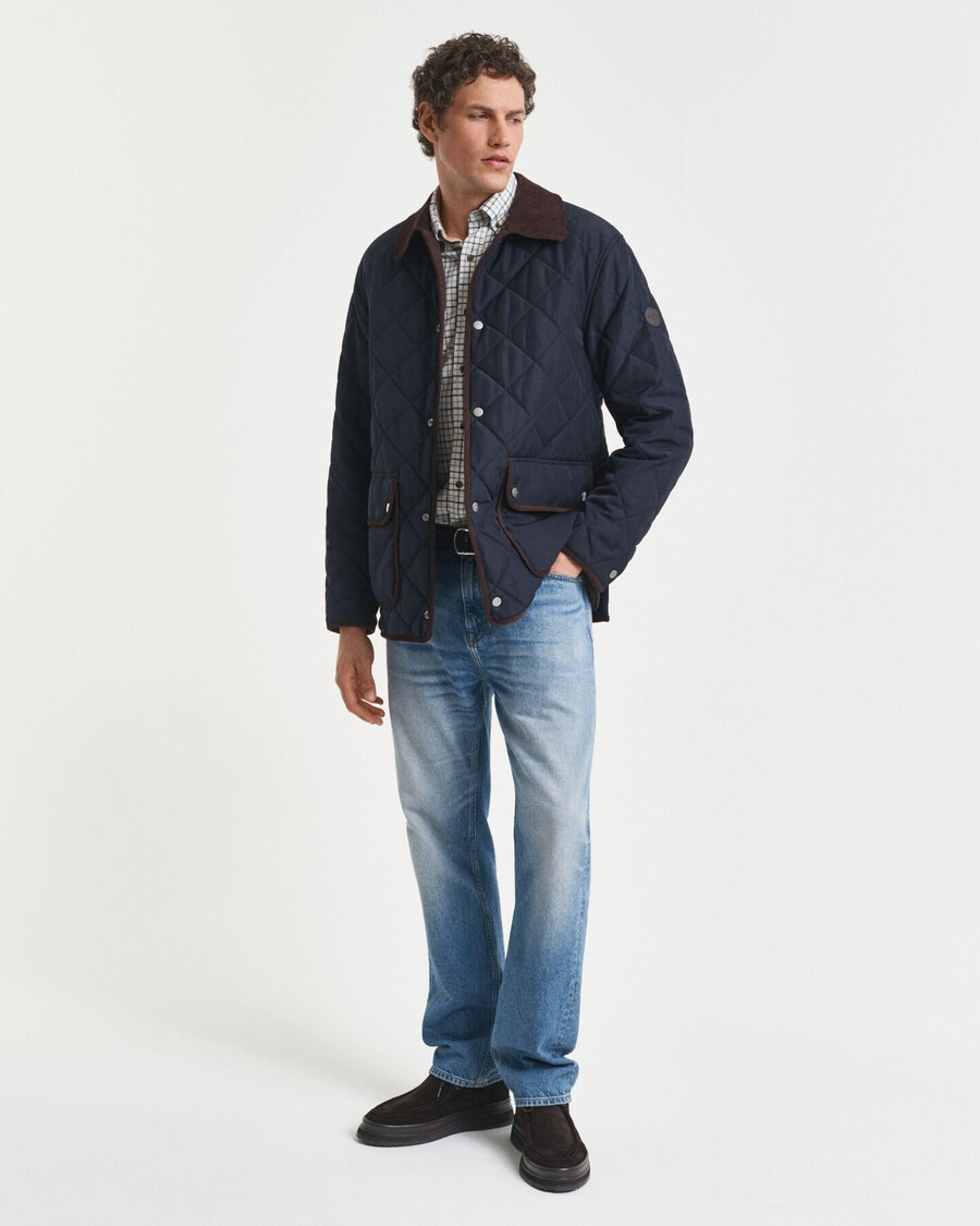regular fit tattersall checked twill shirt - clear sky