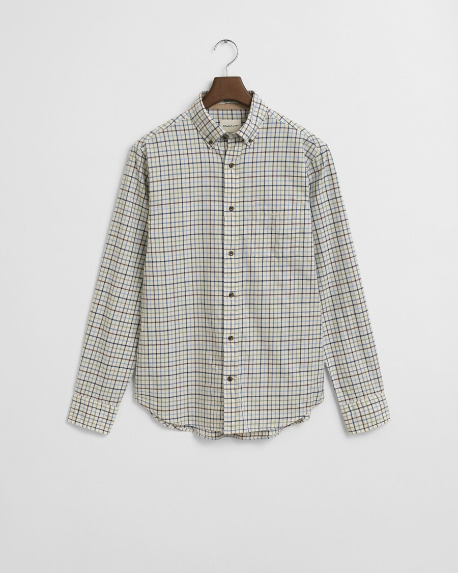 regular fit tattersall checked twill shirt - clear sky