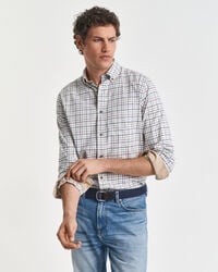 regular fit tattersall checked twill shirt - clear sky
