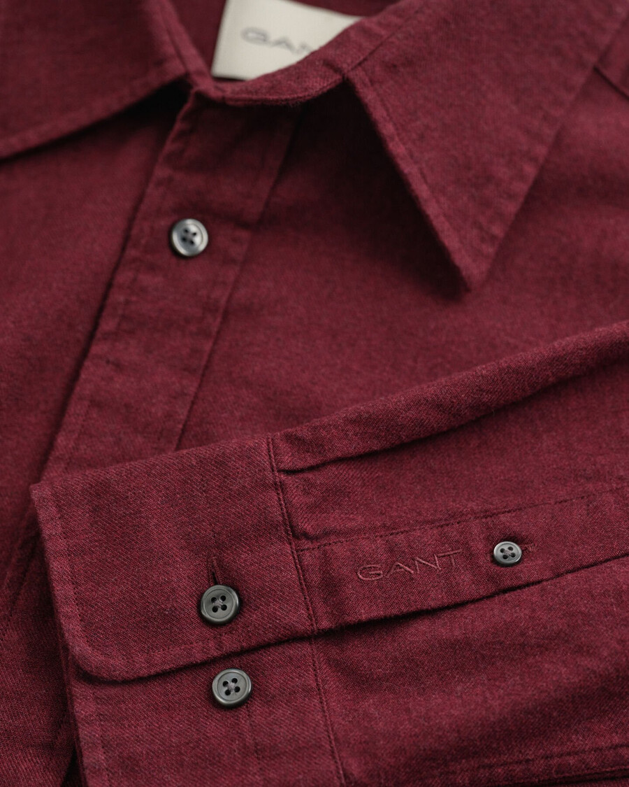 regular fit melange flannel shirt - plumped red