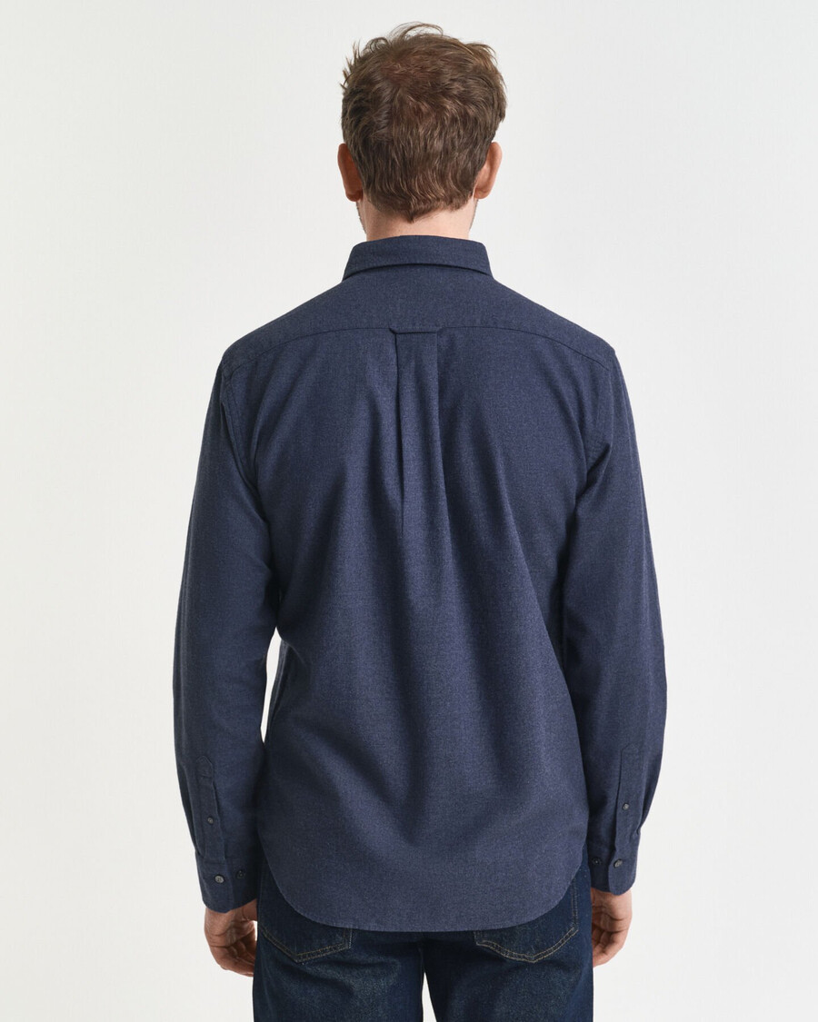 regular fit melange flannel shirt - dark indigo melange