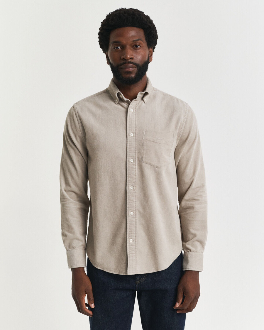 regular fit corduroy shirt - greige