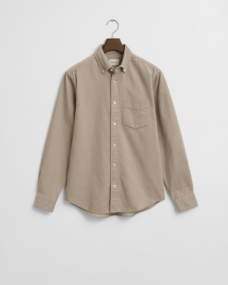 regular fit corduroy shirt - greige
