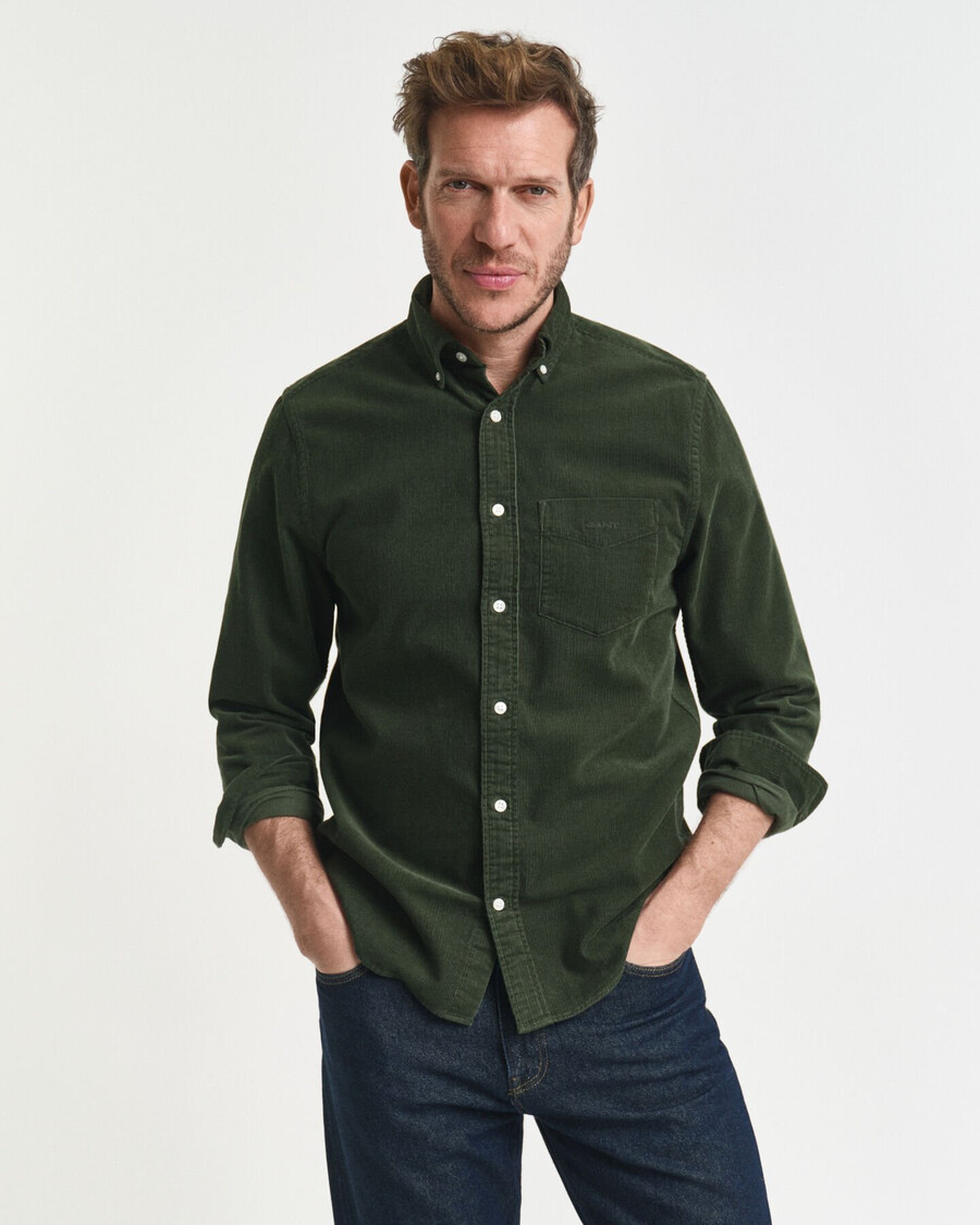 regular fit corduroy shirt - country green