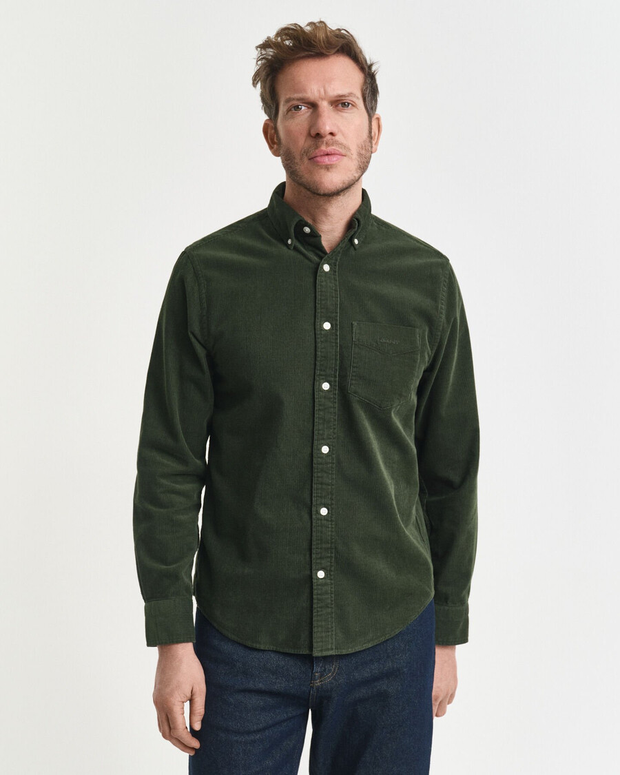 regular fit corduroy shirt - country green
